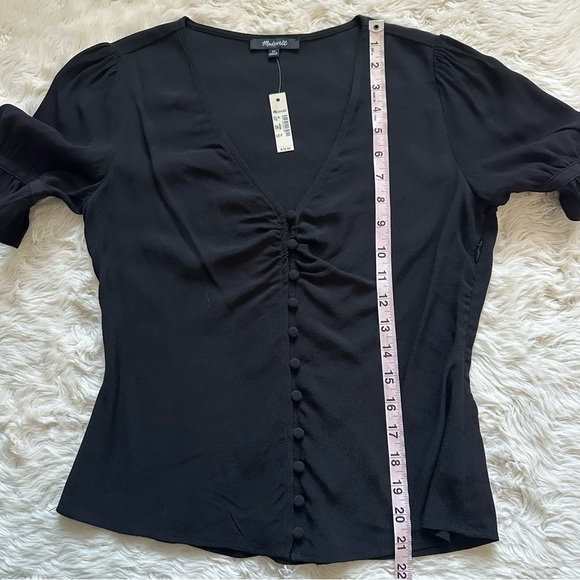 Madewell Blouse Daylight Top Covered Button Front True Black 00 NWT New - Picture 11 of 11
